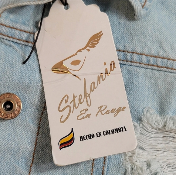 Womens Light Wash Peplum Destructed Hem Detail Jacket Stylish Windbreak size XL - Picture 14 of 16